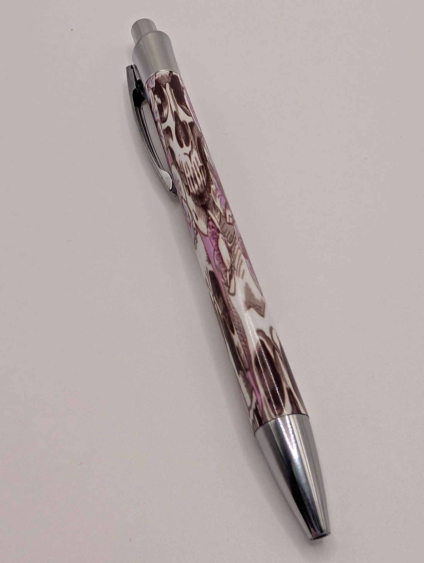 floral skull pen