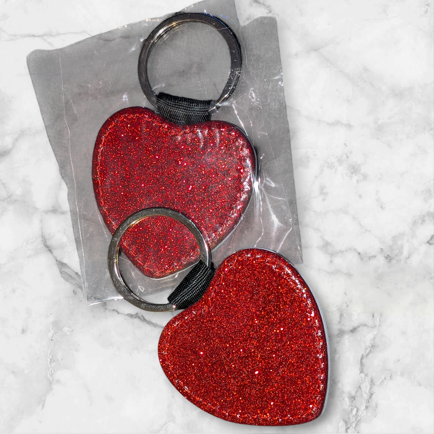heart faux leather keyring