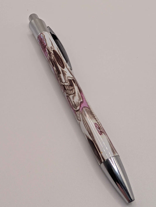 floral skull pen